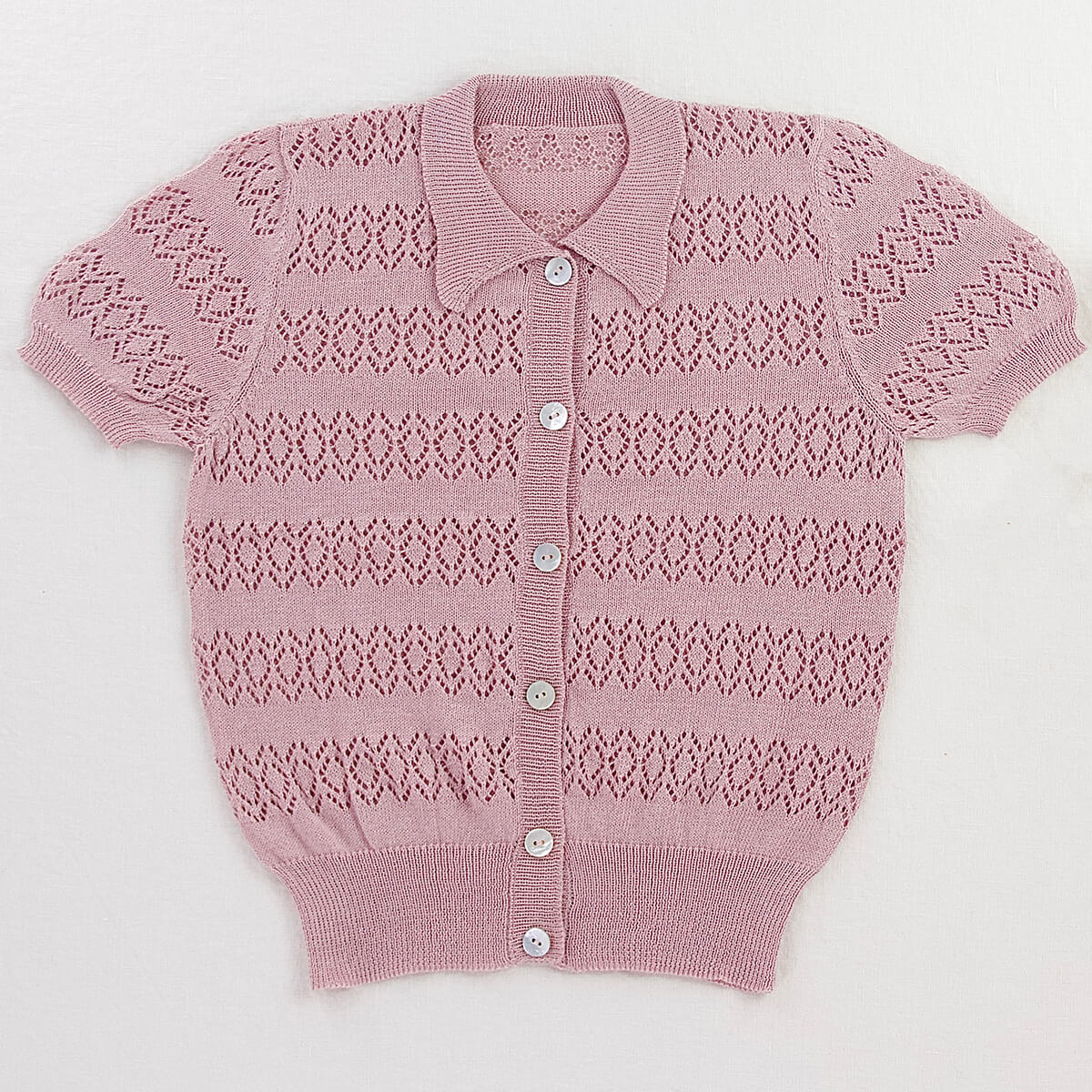 Iver & Isla Openwork Lace Cardigan in Lilac