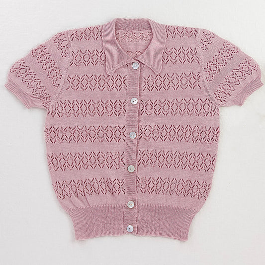 Iver & Isla Openwork Lace Cardigan in Lilac