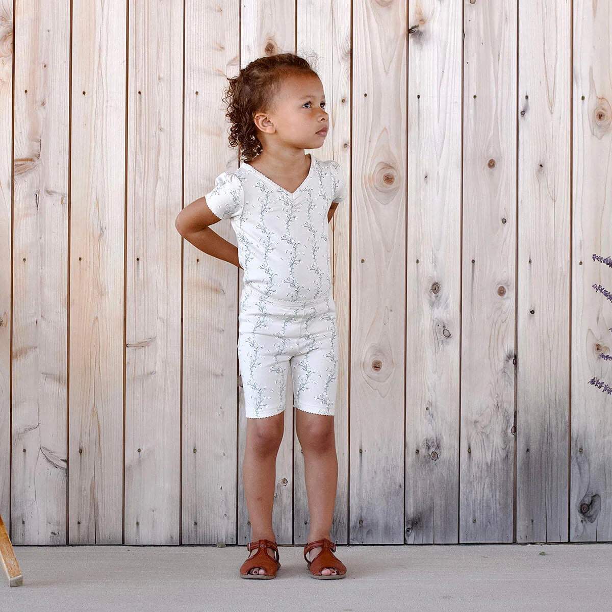 Iver & Isla Pima Bike Short in Linen Trellis