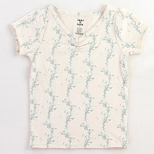Iver & Isla Pima Ruched Tee in Linen Trellis