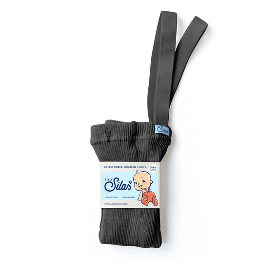 Footed Tights With Braces in Dark Grey Blend by Silly Silas